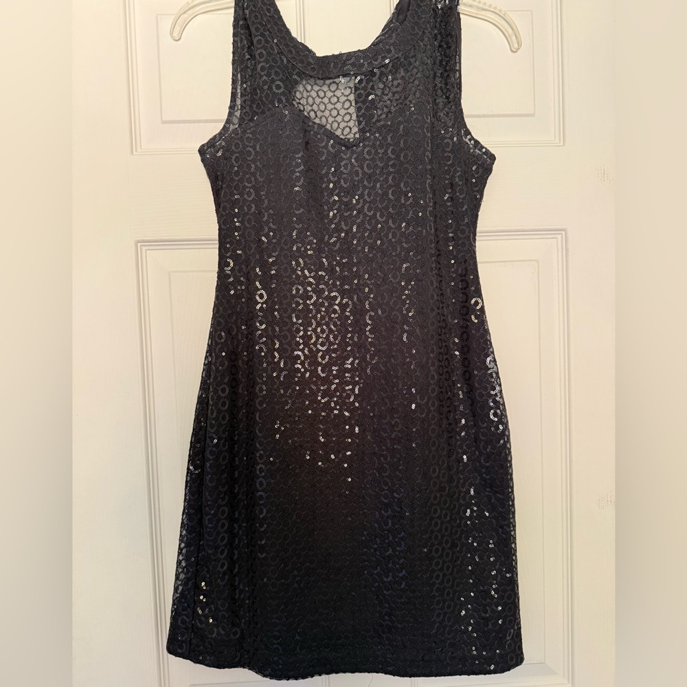 Express Black Sequin Midi Dress